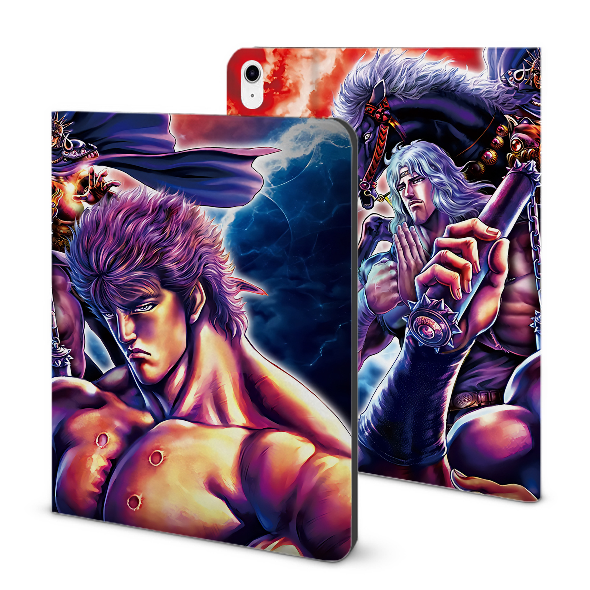 （画像用） 北斗の拳 Fist of the North Star IPad ケース ブック型 PUレザー TPU 耐衝撃 軽量 薄型 ペン収納なし 全面保護 IPad 各モデル対応